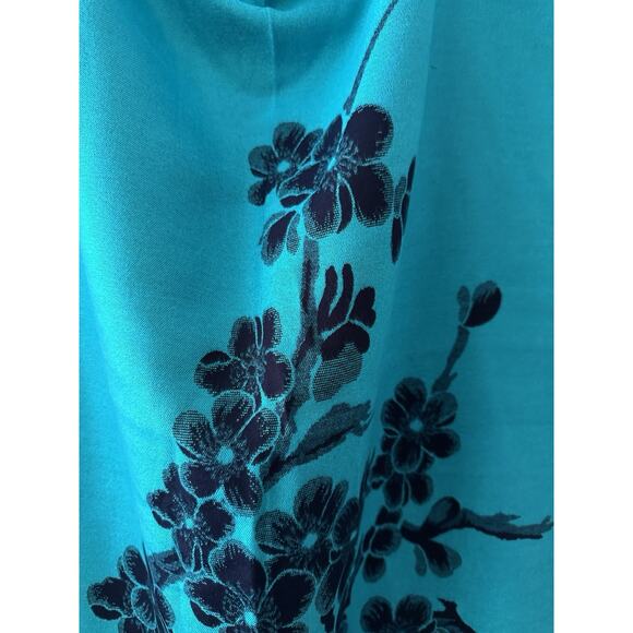 Pashmina Scarf Wrap Womens 76 in x 24 Blue Reversible 100% Cashmere Floral - Picture 11 of 15